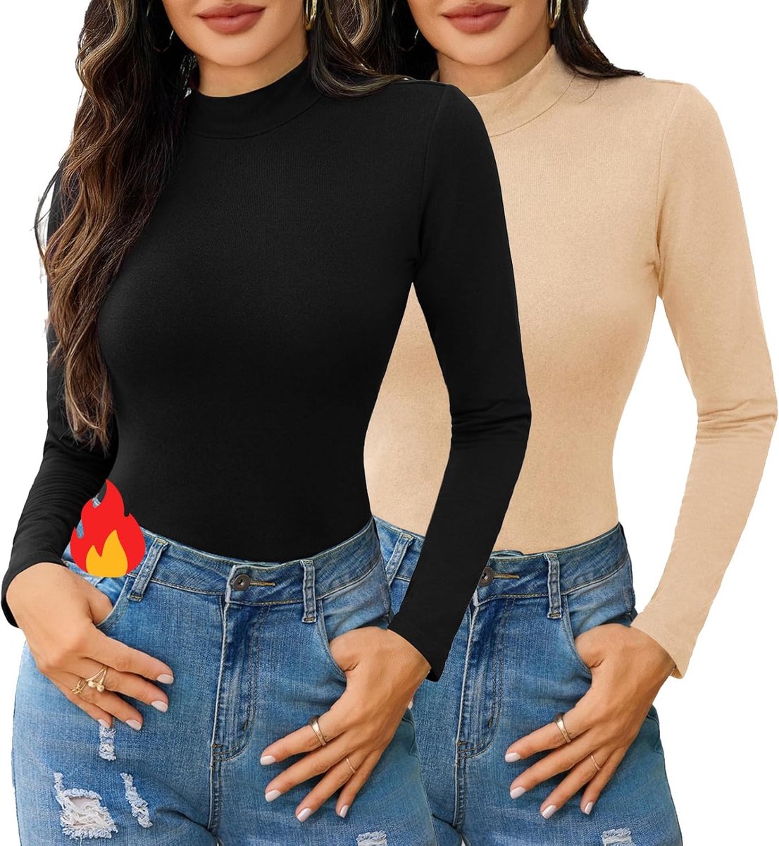Thermisch shirt voor dames met hoge kraag, elegant thermo-shirt voor dames, elastische basislaag, ondergoed, thermische kleding voor de winter