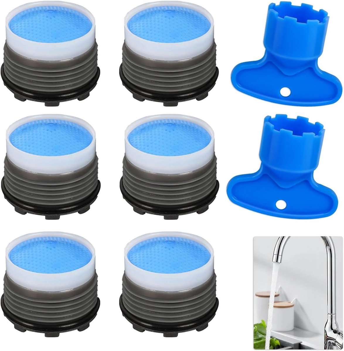 JOOTUEPO 6 stuks waterbesparende kraan beluchter M18.5, inclusief 2 sleutels, kraan filter mondstuk kraan beluchter - ShopVlot