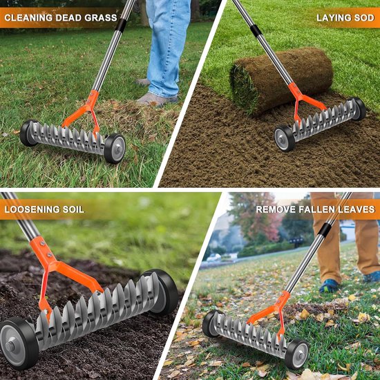 Gazonhark met wielen voor strobezem, 32 cm werkbreedte (oranje, 1,7 — afbeelding 5