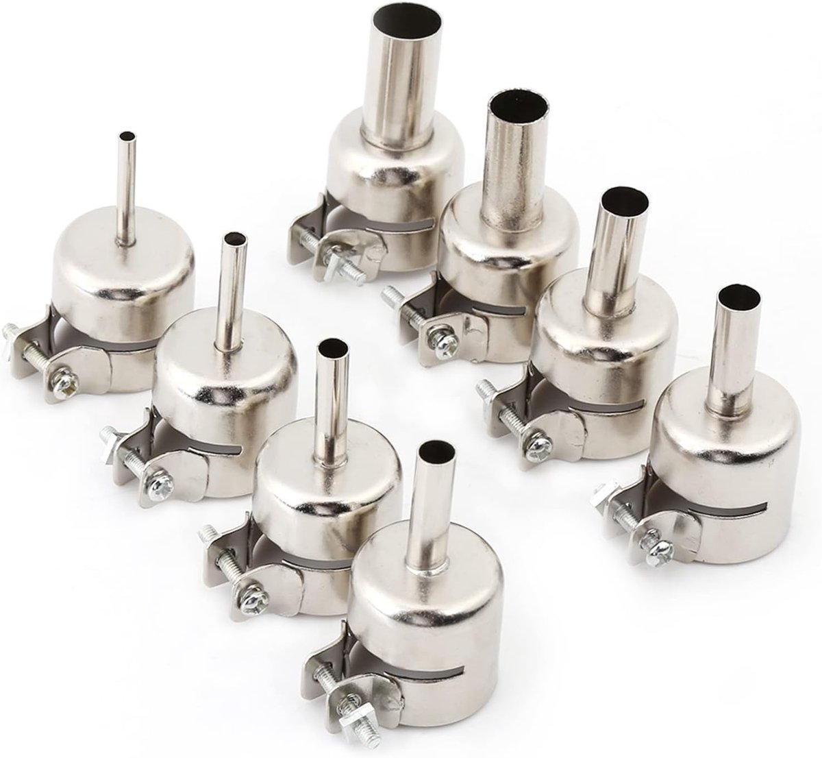 SnelShoppen - 8-delige Set Hittegun Mondstukken Kit voor Solderen, RVS, 3/4/5/6/7/8/10/12mm, Geschikt voor Solderingsstations