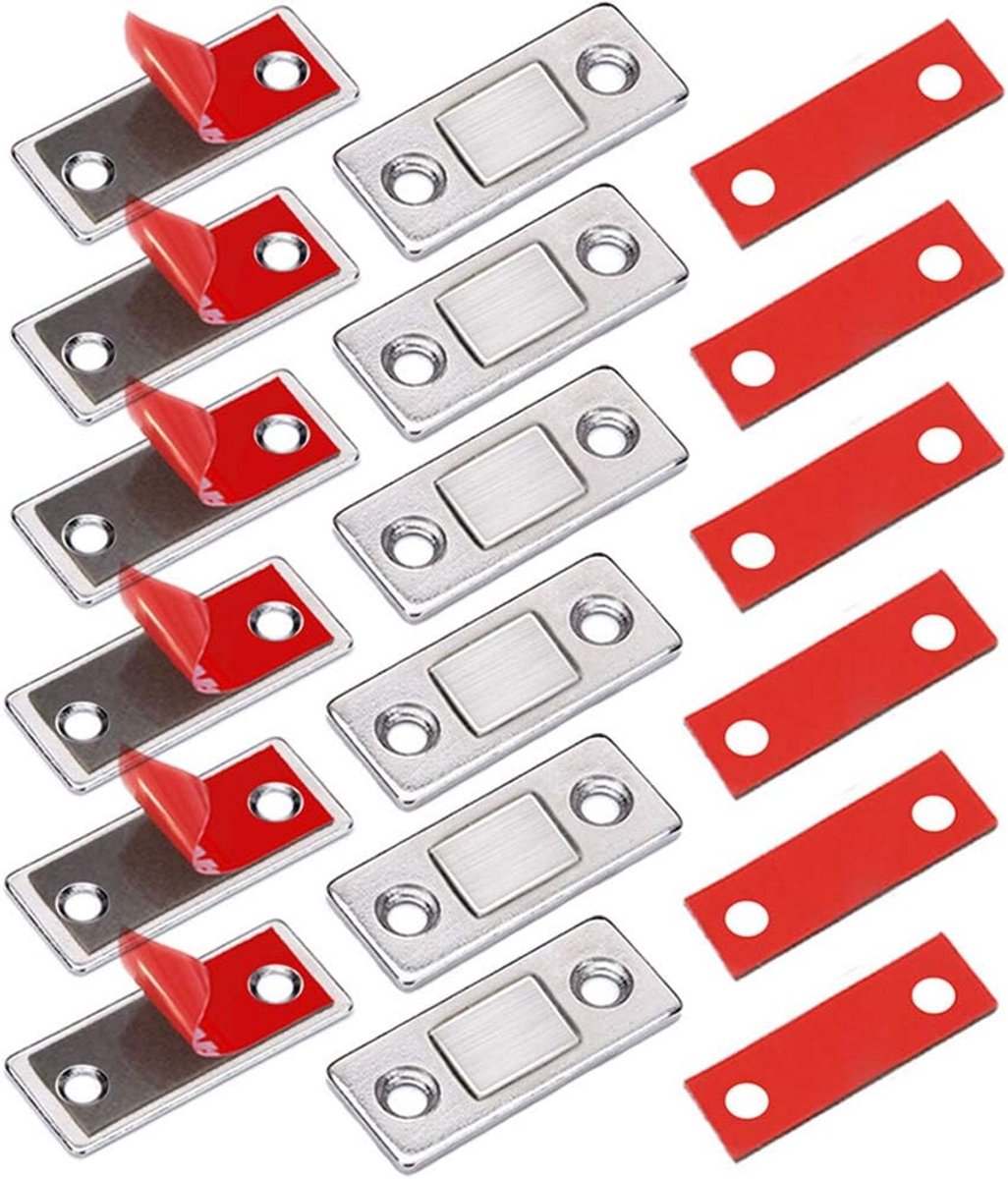 Jiayi 6 Stuks Ultradunne Magnetische Deurvanger Lade-magneet Roestvrij Staal Magnetische Sluitingen Voor Schuifdeurdranger Keukendeursluiting Kledingkast Deurmagneten Lijm