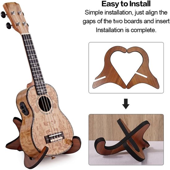 Ukulele Statief - Opvouwbare houten instrumentenstandaard met — afbeelding 3