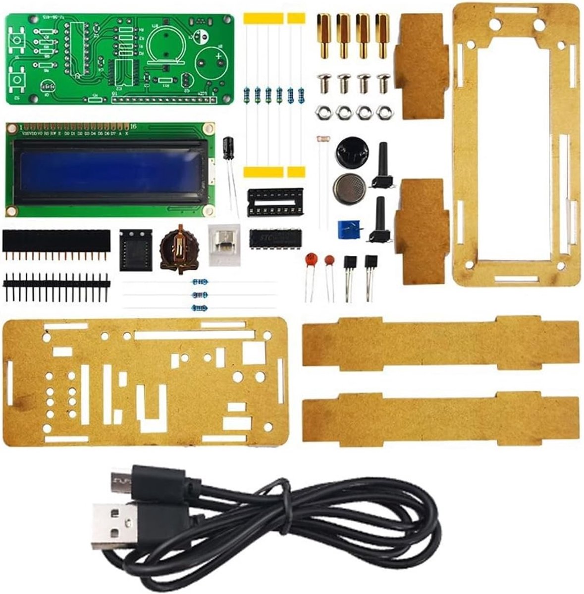 Soldeerset voor klok met eeuwigdurende kalender – LCD-temperatuurdisplay, digitale montageset (voor het oefenen van analoog circuitlassen)