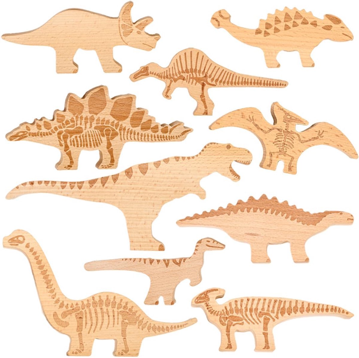 74061 Dinosaurus Houten Blocks – Building Blocks – Dinosaurus Blocks – Houten Speelgoed – Stapelspeelgoed