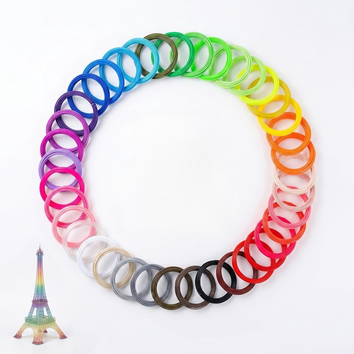 Omgoods - 40 Kleuren Filament voor 3D-pennen - 1,75 mm, 5m per Spoel