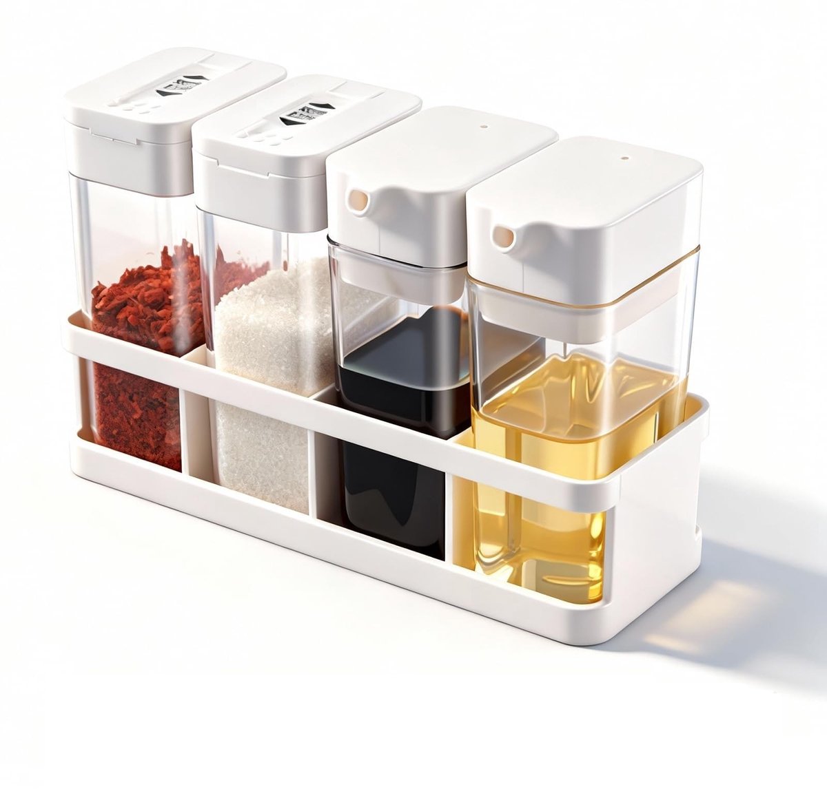 Omgoods - Set van 4 Lege Specerij Potten met Deksel - 100 ml, 2-in-1 Pouring Lid