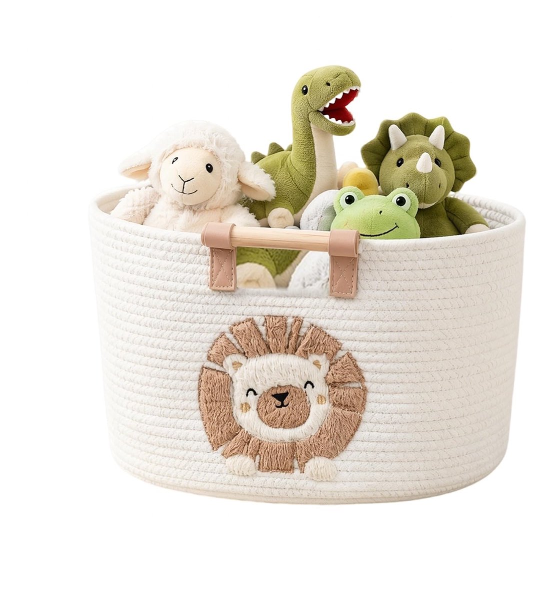 Omgoods - Katoenen Touwmand met Houten Handvatten, Decoratieve Opbergmand voor Kinderen