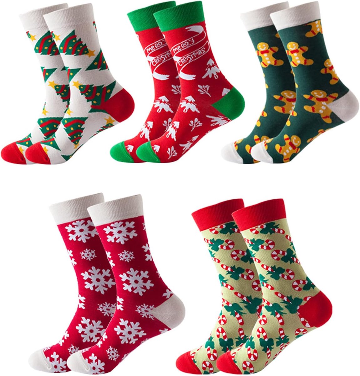 Dames Uniseks Katoen Plaid Patroon Feestelijk Gek Grappig Kleurrijk Patroon Veelkleurige Sokken Kerstmis