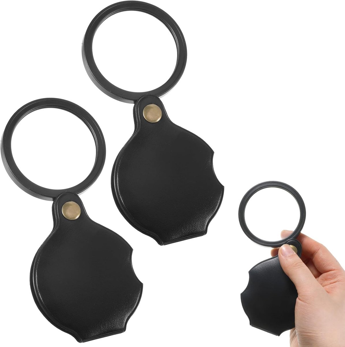 20X Pocket Vergrootglas 2 Stks Vouwen Klein Vergrootglas Mini Draagbaar voor Reizen Lezen Sluiten Werk Observatie Exploratie Repareren Ouderen Gift Zwart