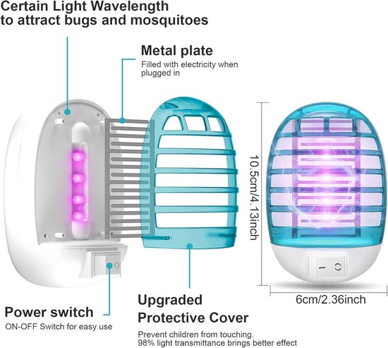 muggenlamp, 4 stuks, insectenverdelger, stopcontact, insecten, muggenval binnen, muggenbescherming, lamp, muggenvernietiger, uv-insectenval, vliegenval voor thuis, slaapkamer, vliegen — afbeelding 4