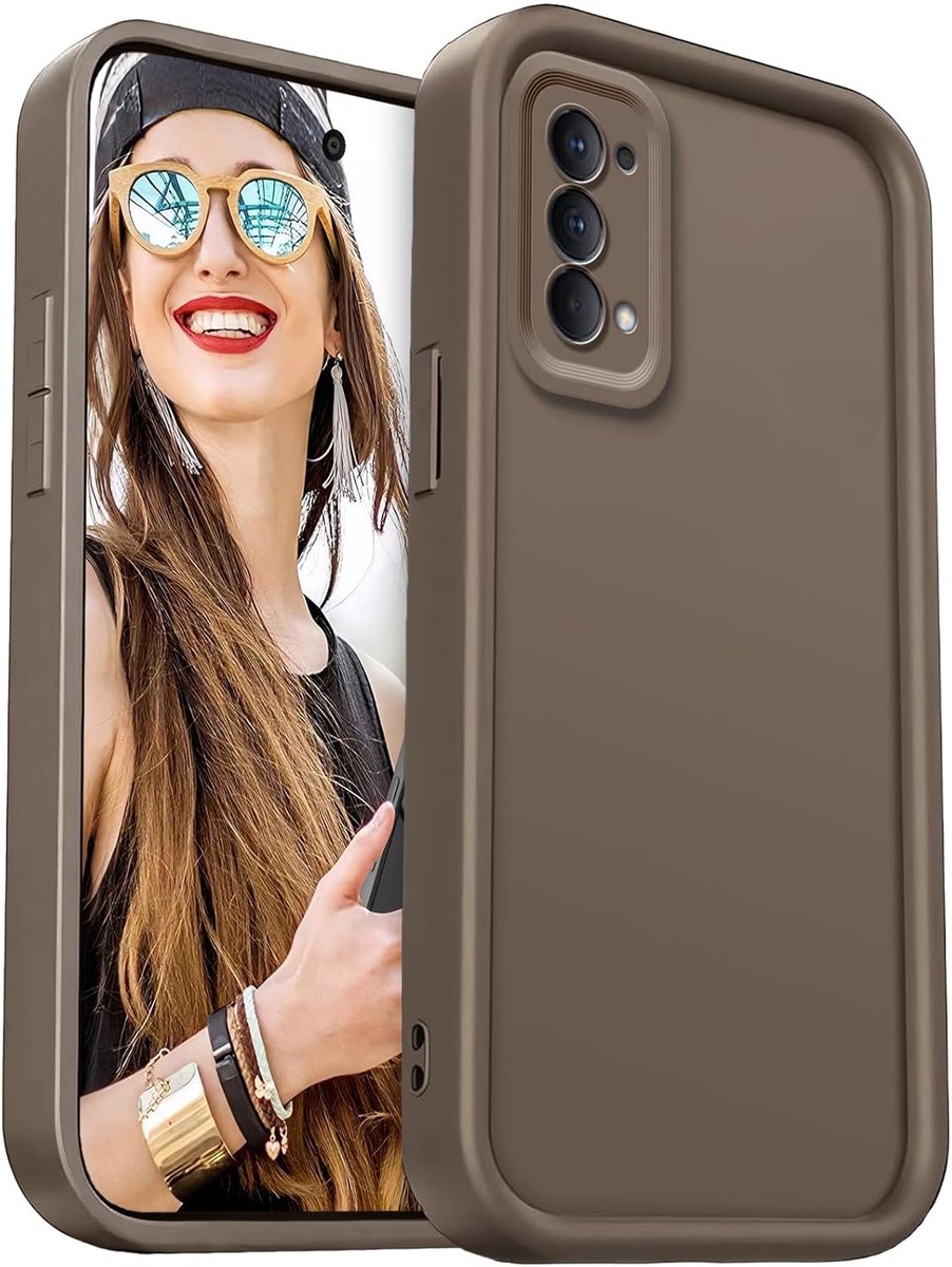 Hoesje voor Oppo Reno 4 Pro 5G / Reno4 Pro 5G - Flexibele Siliconen Hoes Camera Bescherming Schokbestendig Telefoonhoesje Zacht Lichtgewicht TPU Bumper, Bruin