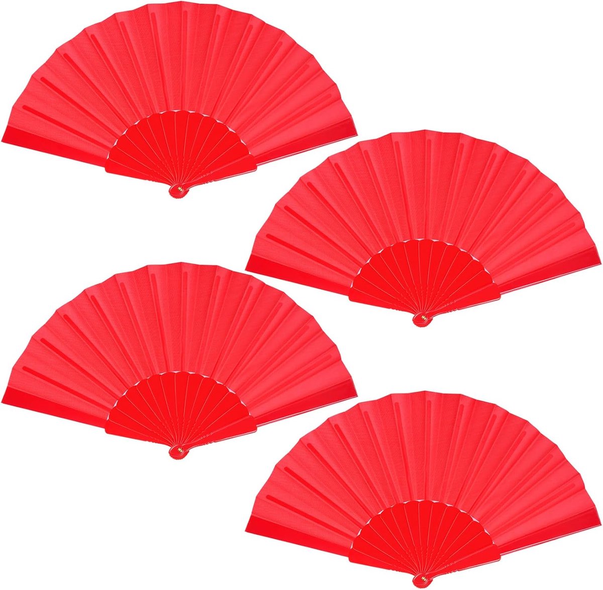 baotongle 4 stuks handwaaiers, vouwventilator, Chinese handwaaier, ventilator, oosterse stof, ventilator voor dans, feest, doe-het-zelf, huiswanddecoratie (rood)