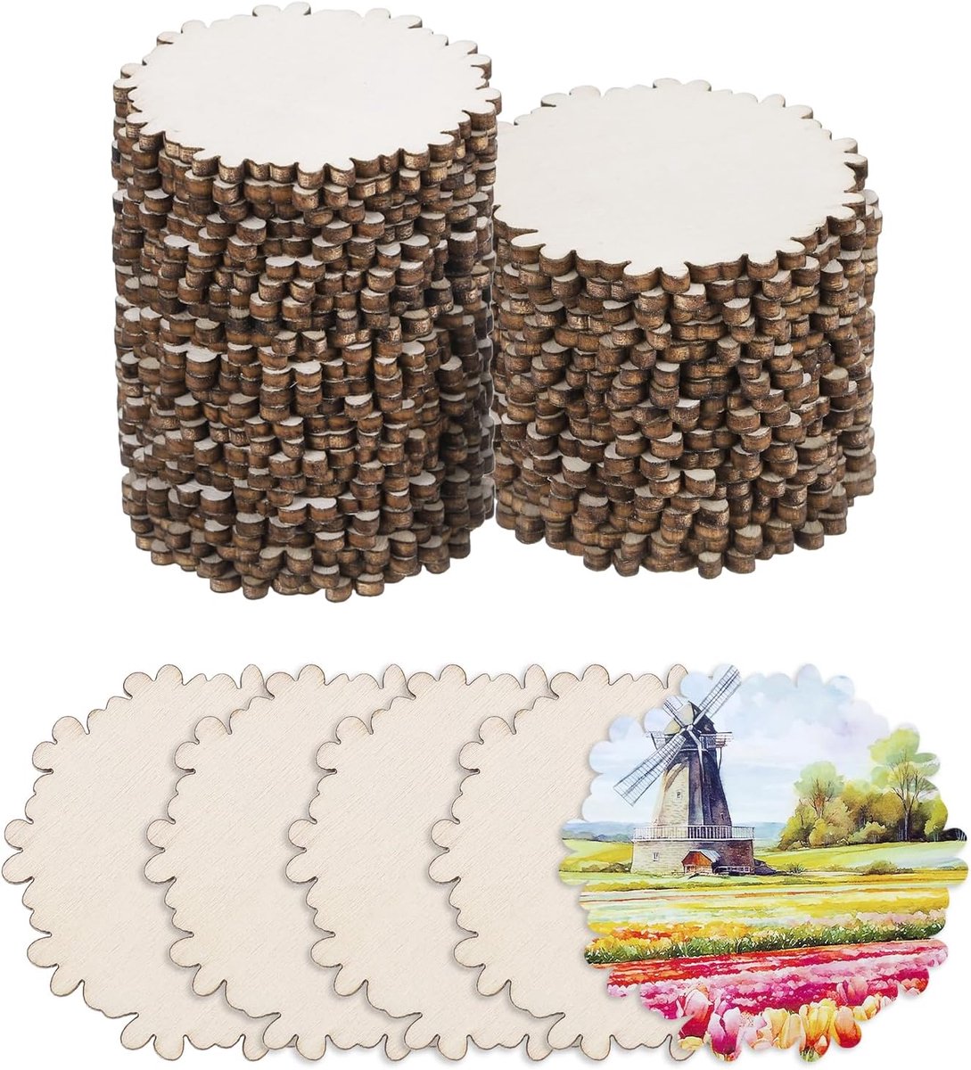 Hout om te knutselen, 50 stuks, 5 cm, sneeuwvlokken, decoratie om te beschilderen, voor bruiloft, doe-het-zelf knutselen, brandschilderen, cadeau, kerstversiering