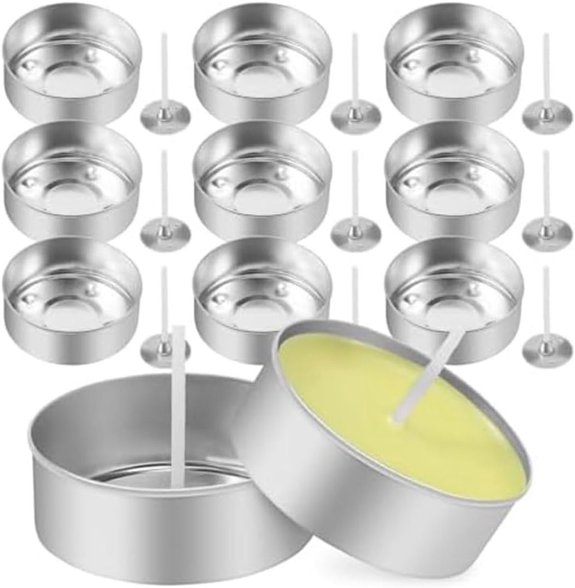 150-delige aluminium theelichtbekers, theebereidingsset met 150-delige kaarslonten, lege kaars voor kaarsliefhebbers