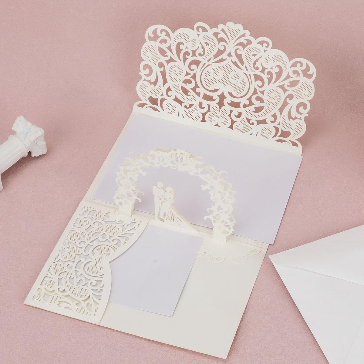lasuroa Trouwkaarten voor Bruid en Bruidegom, 3D Pop-Up Huwelijksfelicitatiekaart Geldhouder met Enveloppagina's voor Contant Geld Ideale Bruidsdouche Verlovingsgroeten Cadeaus en Benodigdheden