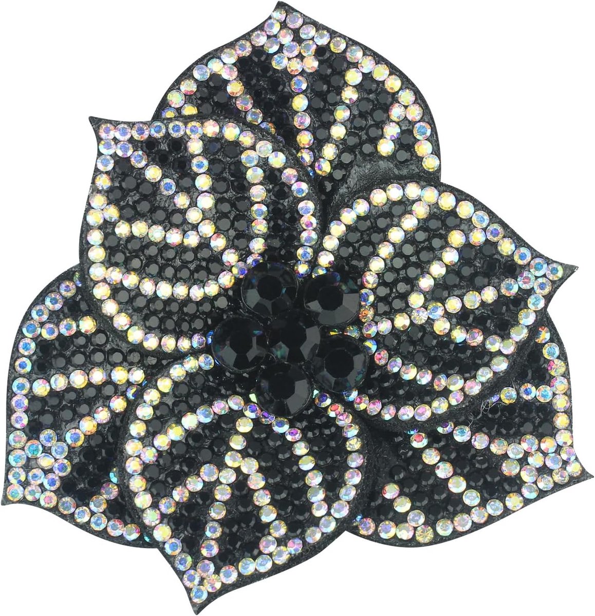 Mecool De rozenhaarspeld kunstkristal dubbele bloemblaadjes broche hoofdtooi voor vrouwen meisjes party zwart
