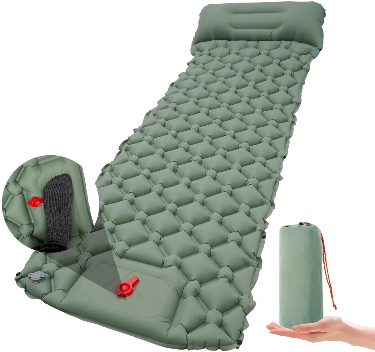 Omgoods - Ultralichte Zelfopblazende Luchtmatras voor Camping, Ideaal voor Trekking