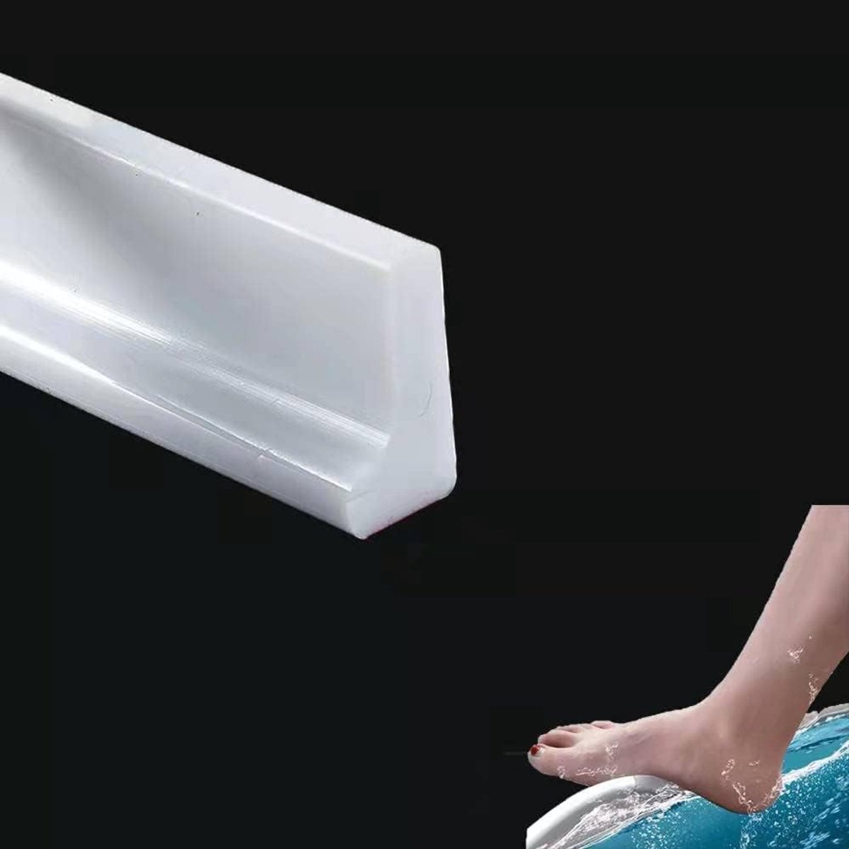 L-vormig 3cm Douchedrempe Waterbarrière Badkamer Douchebak Dichtstrip Keukenbak Badkuip Werkblad Afbakrandstrip (4M, Wit - Een Zelfklevende Achterkant)