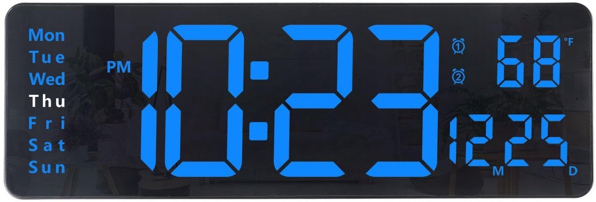 Omgoods - Digitale Wandklok met Afstandsbediening - 33 cm LED Klok met Grote Cijfers