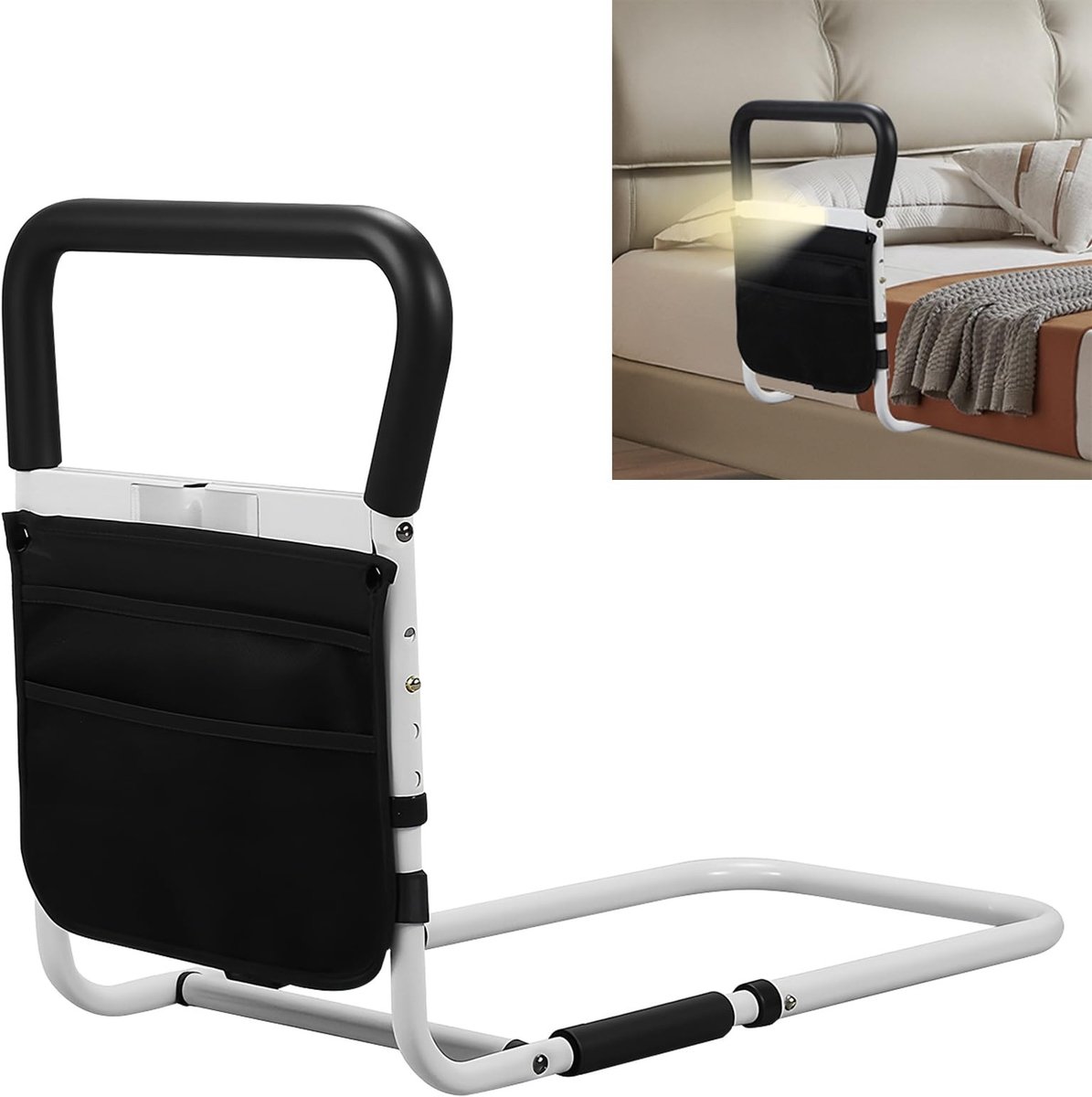 Omgoods - Bedhekje voor Ouderen - Veiligheid en Comfort met Opslagzak en Slimme Lamp