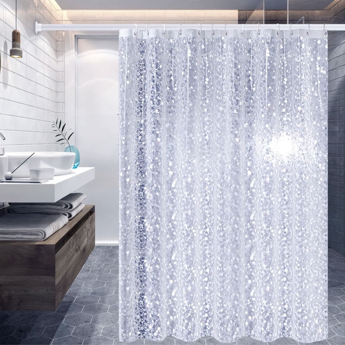 Omgoods - Wasbaar Douchegordijn met Dots en Anti-schimmel Bescherming