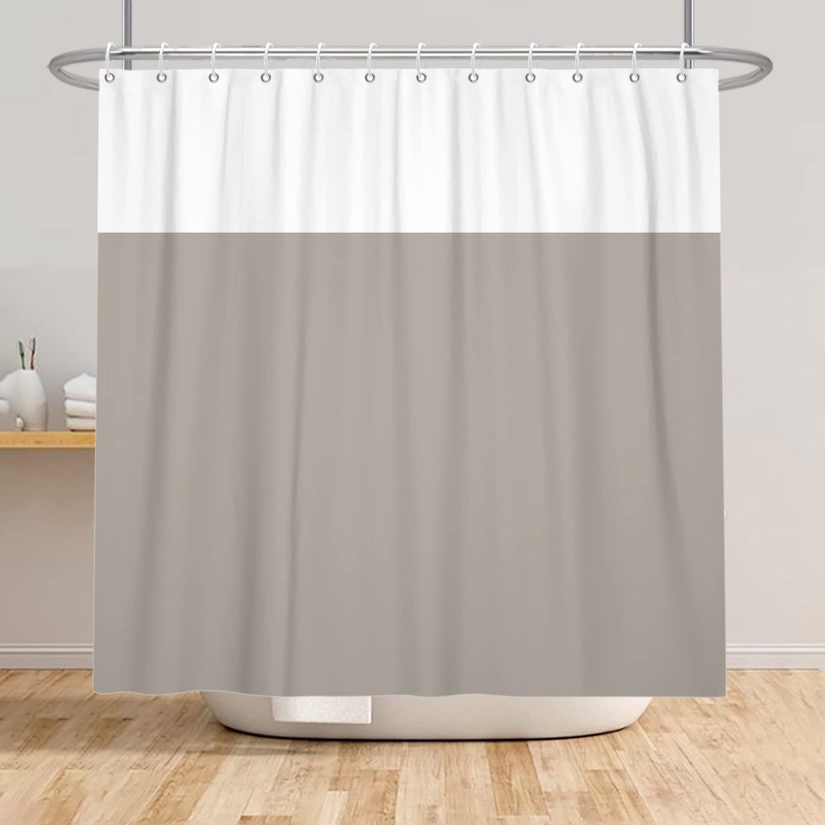 Omgoods - Bruin-Wit Douchgordijn 60 x 72 inch Minimalistisch Design