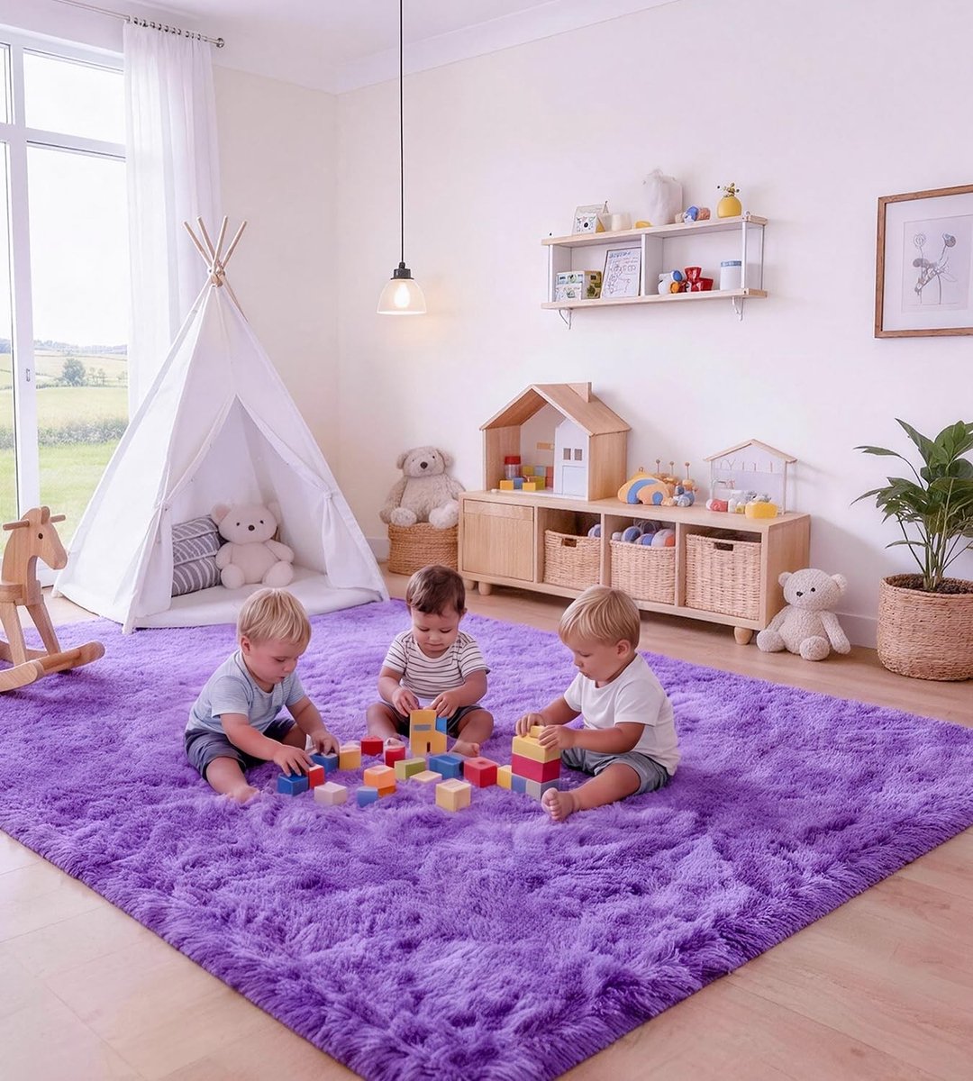 Omgoods - Shaggy Vloerkleed 120 x 160 cm - Hoogpolig en Wasbaar