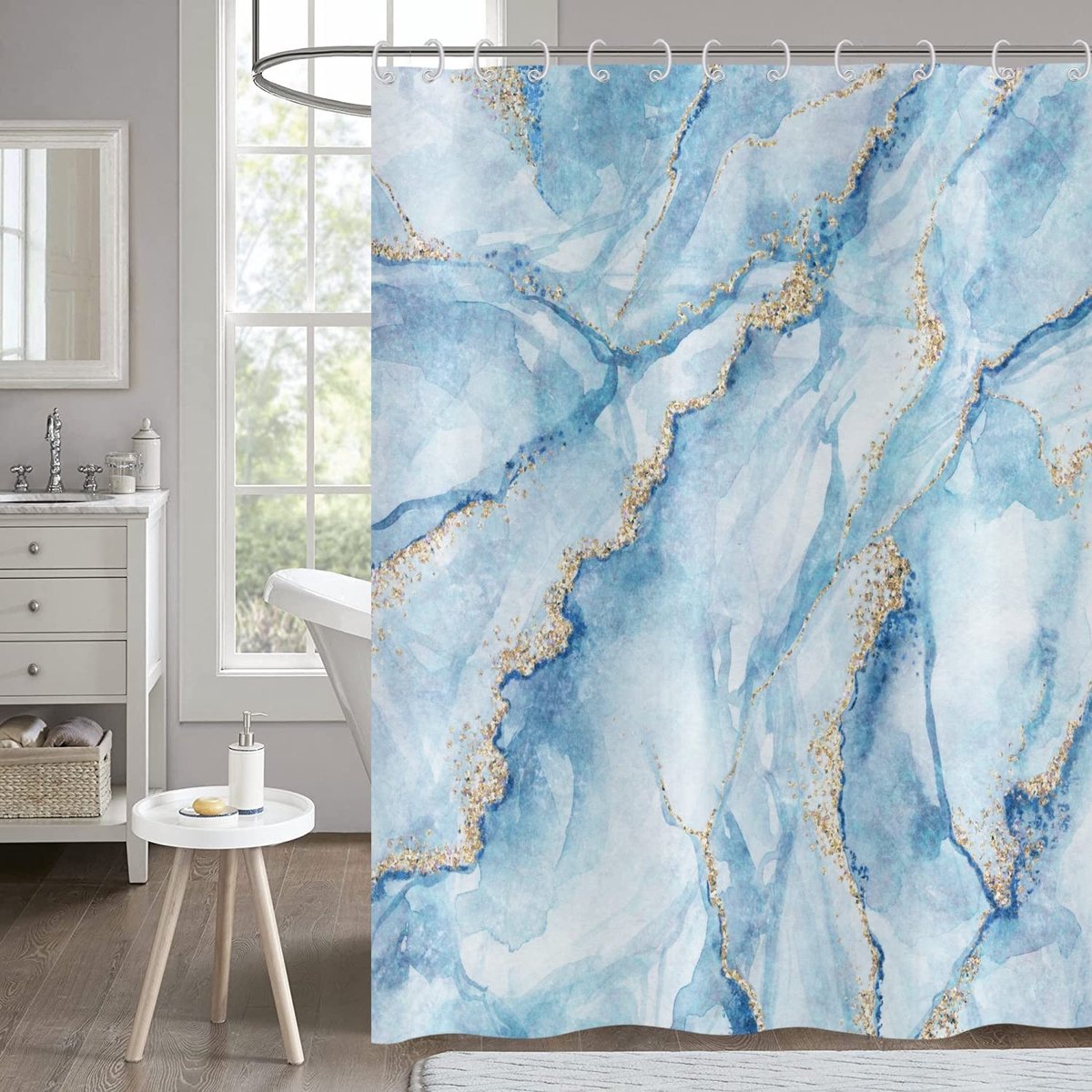 Omgoods - Douchegordijn Marmer Wit en Goud 180x200 Waterdicht