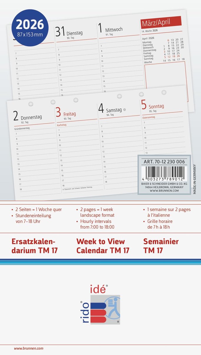 Week-reserve kalender 2026 - 153×87 mm - contactpersoon - ideaal voor planning - ShopVlot