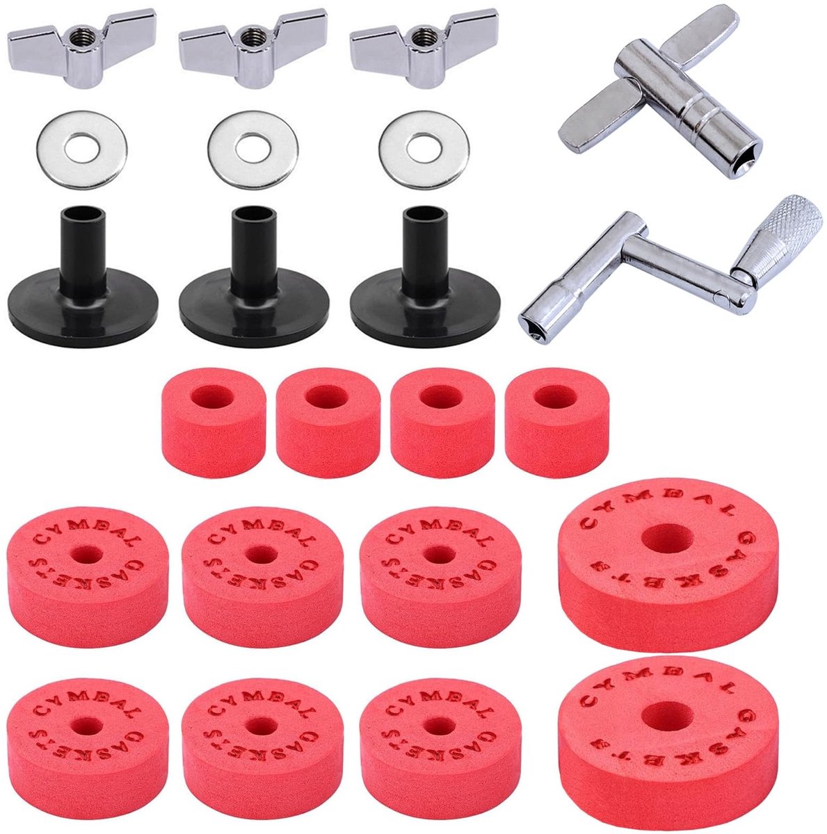 Omgoods- Cymbal Vervangingsaccessoires - Bekkenstandbuizen - EVA Pads - Vleugelbouten - Wasmachines - Schokbestendig Materiaal - Drumaccessoires