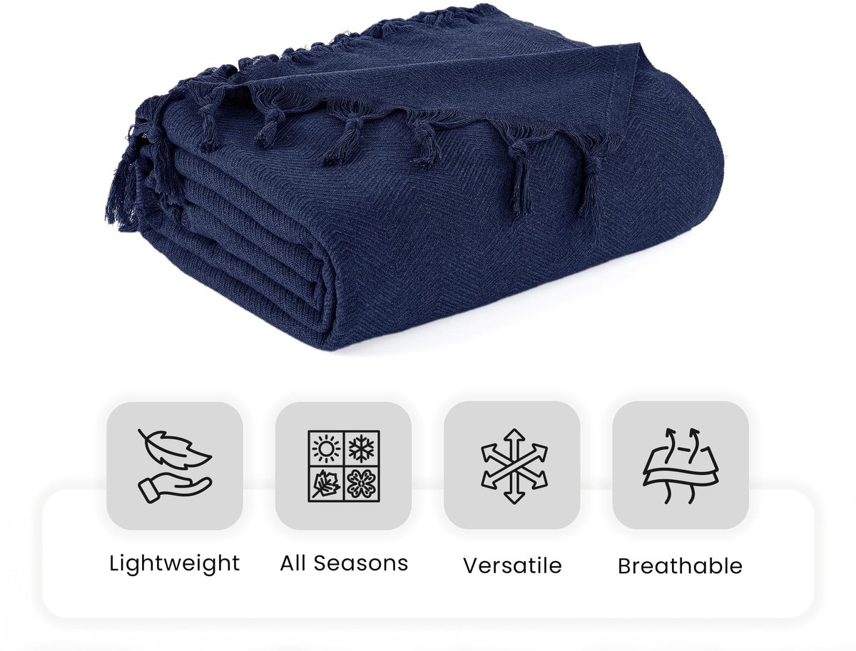 Omgoods - Sofa Blanket 2-Seat - Navy Blue 200x230cm