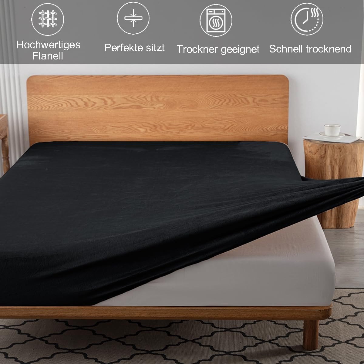 Omgoods - DXHome Fitted Sheet 90 x 200 cm - Winter Teddy Fluffy Black