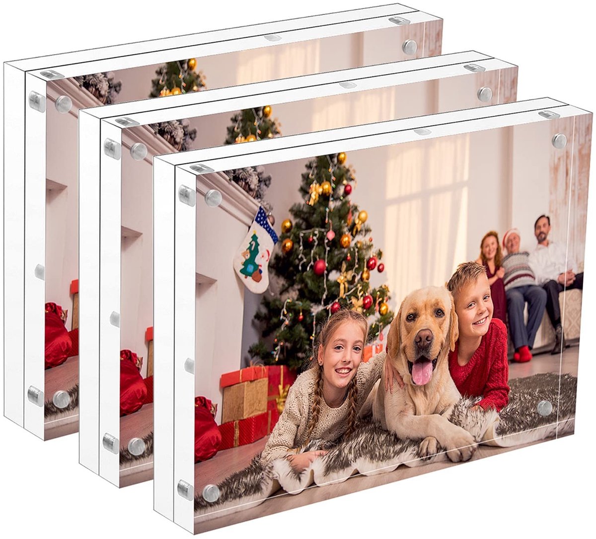 Omgoods 8x10 Acryl Fotolijsten - Set van 3 Dubbelzijdige Magnetische Lijsten