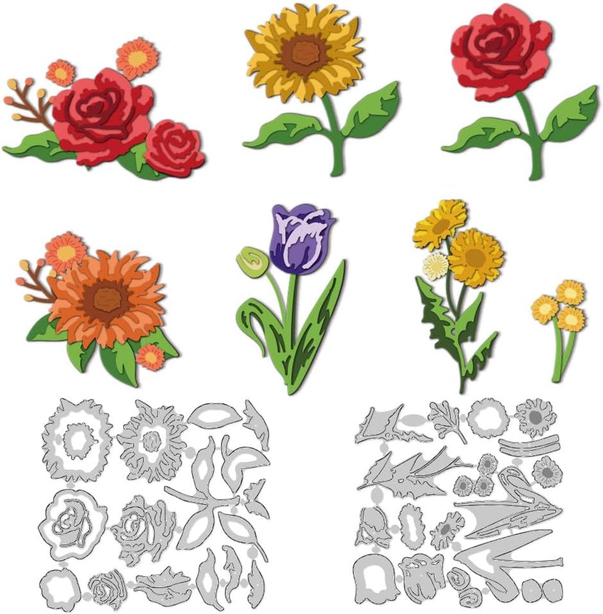 3D Bloemen Snijmallen Bloem Kaartranden Stek Stanssjablonen Lente Stanssjablonen Frame Stanssjablonen Nieuwigheden 2025 Voor DIY Papier Craft Kaarten Albums Cadeaudecor