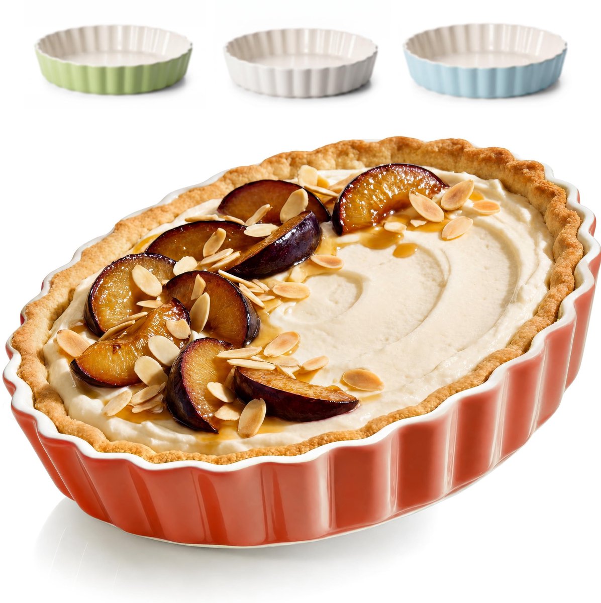 Omgoods - Praknu Cakevorm Keramisch 28cm - Hoge Randen voor Quiche & Taart - Antiaanbaklaag