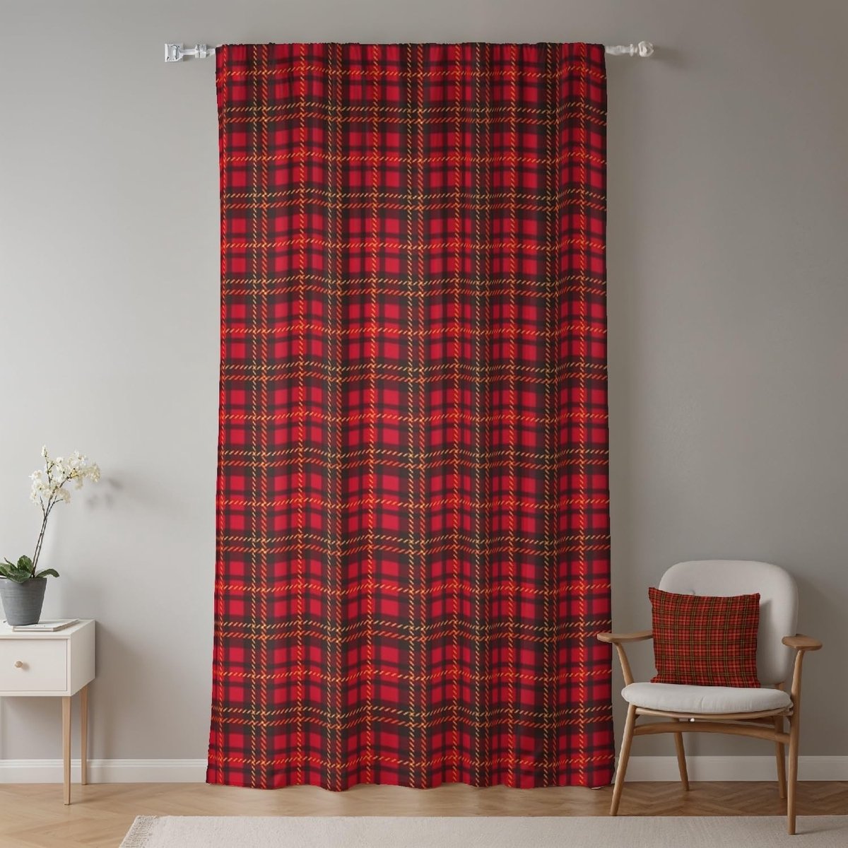Omgoods - Ruitgordijnen - Modern Tartan Design, 46 x 69 Inch, 1 Paneel