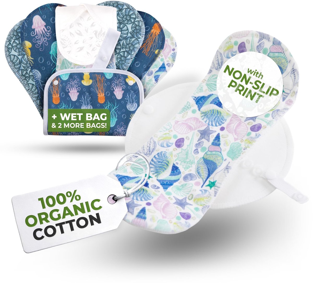 Omgoods - Herbruikbare Pantyliners van Organisch Katoen voor Meisjes - 7 Stuks