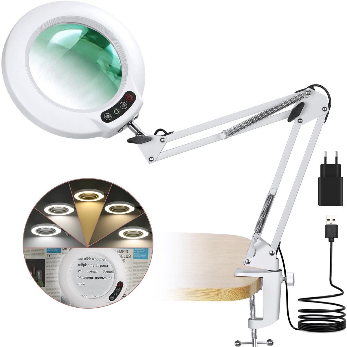 Omgoods - Vergrootglas met Licht voor Nauwkeurig Werk - LED Vergrootglas voor Lezen en Handwerk