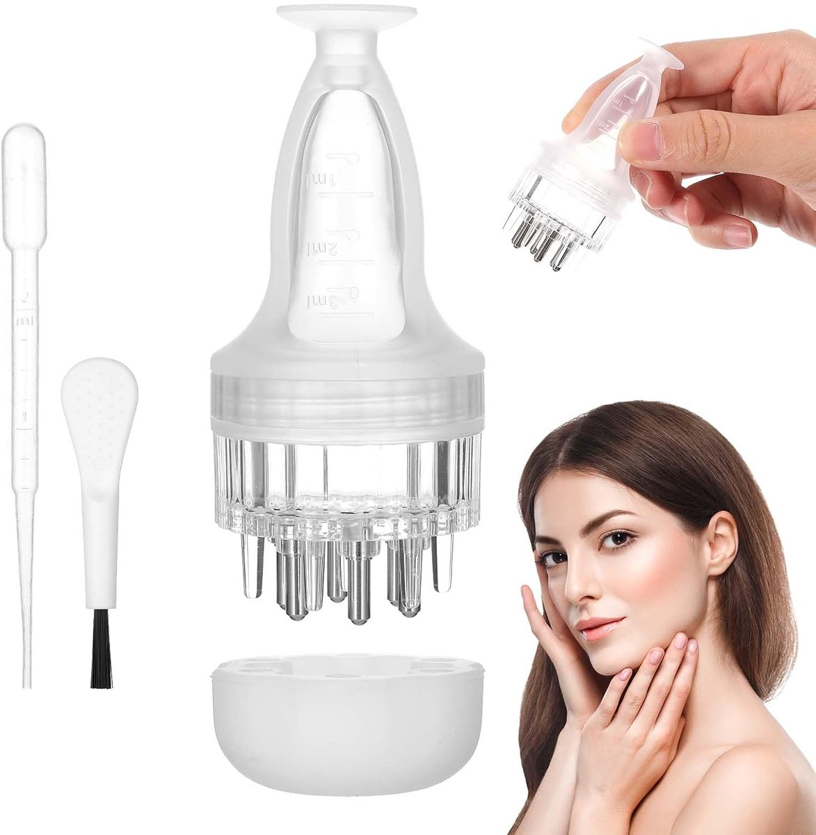 Huidolie-applicator met massagefunctie, nauwkeurig gereedschap voor het aanbrengen van haarolie, etherische oliën en serums, voor de verzorging van droge haargroei en ontspannende