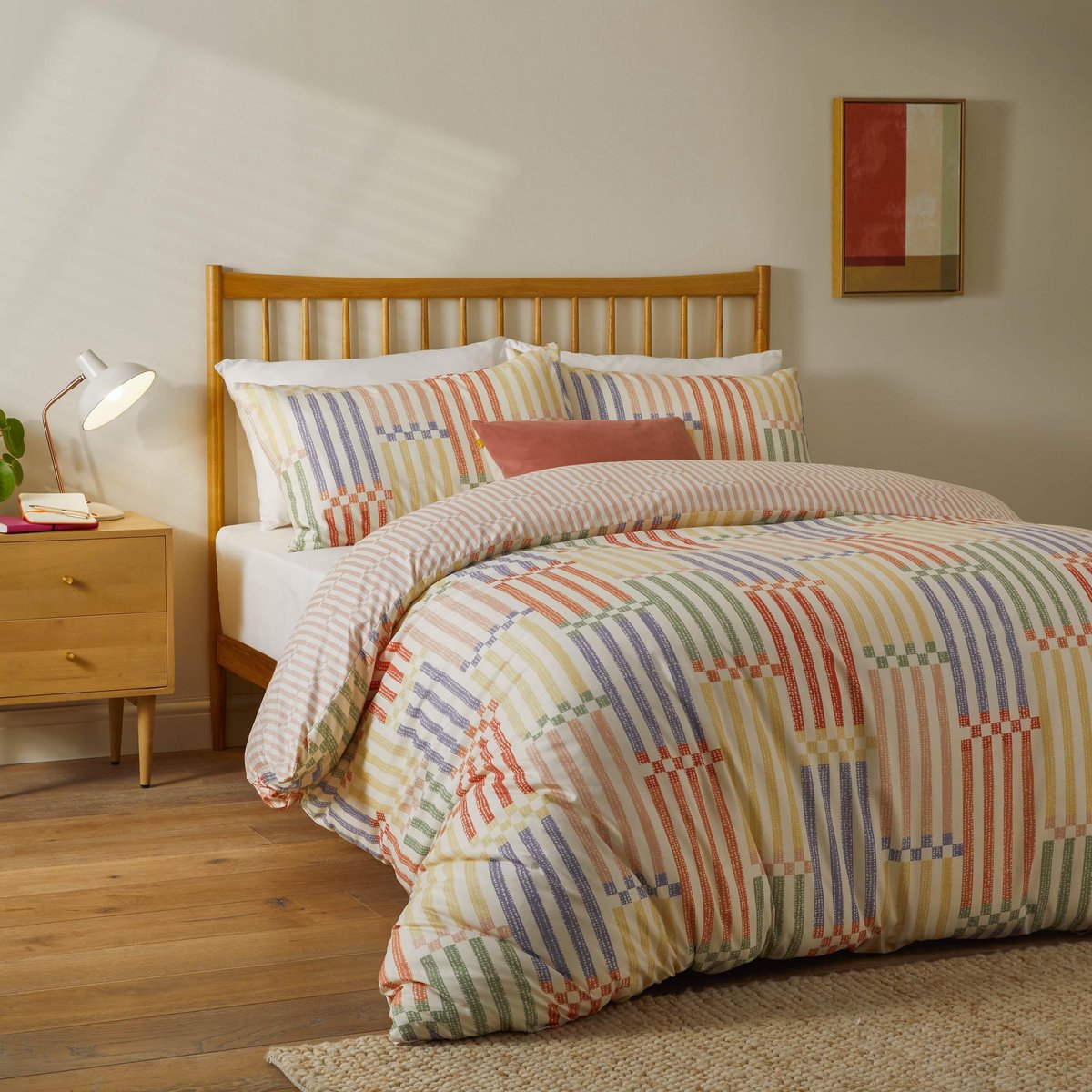 Omgoods - Reversibele Madison Stripe Duvet Cover Set - Multi/Apricot