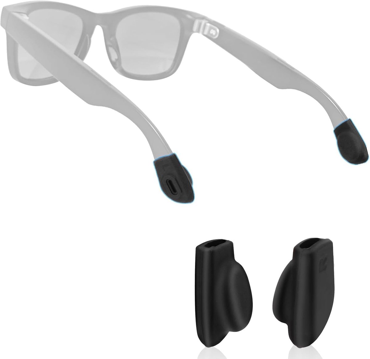 Oorhaakjes voor Ray-Ban Meta Wayfarer/Skyler/Headliner & Gen Glasses Accessoires, Siliconen Oorhaakjes Comfortabel Oorkussentje (Zwart)