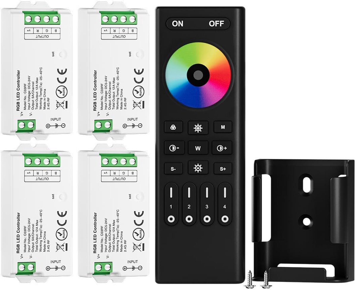Omgoods - BTF-LIGHTING 5050SMD RGB RF Afstandsbediening Kit met 4 Zones