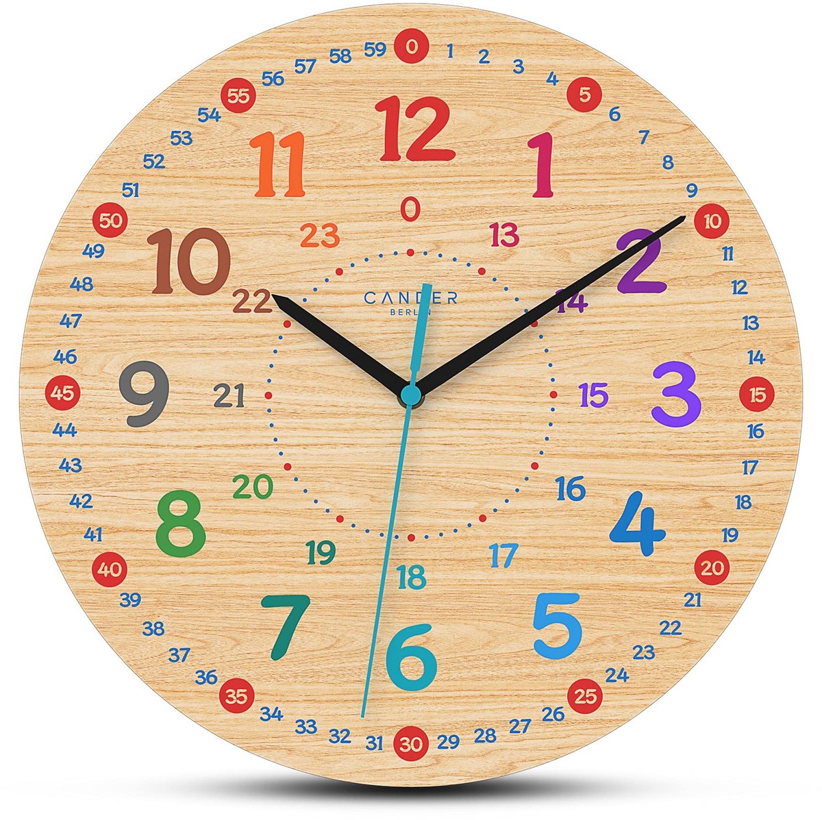Omgoods - Kinderen Wandklok - Houten Stille Klok 30.5 cm voor Jongens en Meisjes