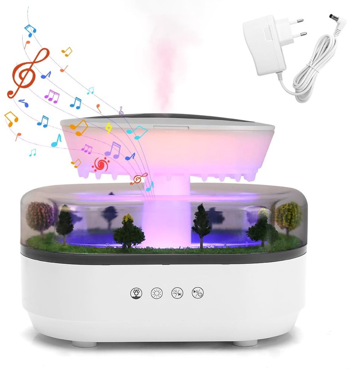 Omgoods - Rain Essential Oil Humidifier - 250 ml, Geluid van Witte Ruis