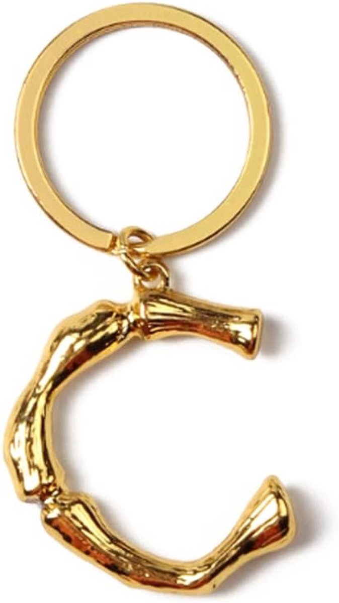 Sleutelhanger met letter C roestvrij staal auto sleutelhanger metaal sleutelhanger Valentijnsdag verjaardag kerstgeschenk voor vrouwen en mannen goud