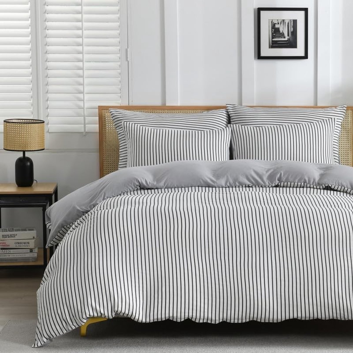 Omgoods - 3-delig Bedlinnen Set 155x220 cm Grijs/Wit Microvezel