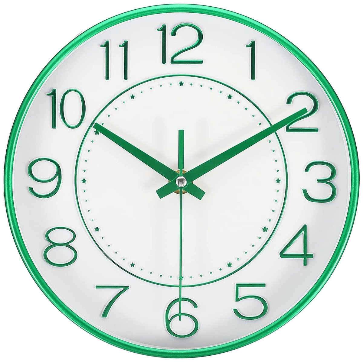 Omgoods - Moderne Groene Wandklok 20cm - Stille en Batterij Aangedreven Klok