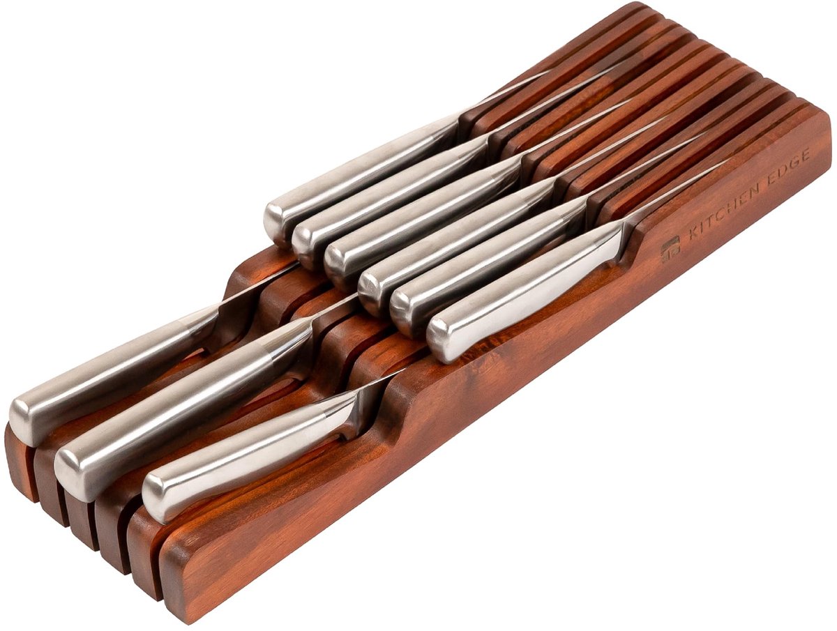 Omgoods - Acacia Houten Messenset Organiser voor 11 Messen
