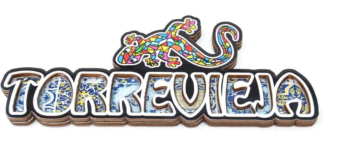 Omgoods - 15 cm Houten Fridge Magnet met Torrevieja Logo - 3D Deurmagnet voor Spaanse Fans