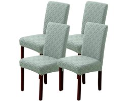 Omgoods - Lansheng Stretch Eetstoelhoezen - Set van 4 - Wasbaar - Saliegroen